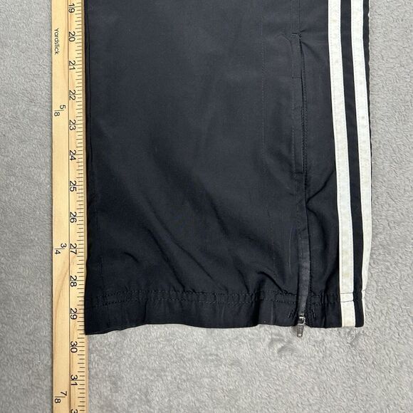 VTG Y2K Adidas Track Pants Men's Large Wide Leg Baggy Joggers Black White Sweats - Picture 14 of 15